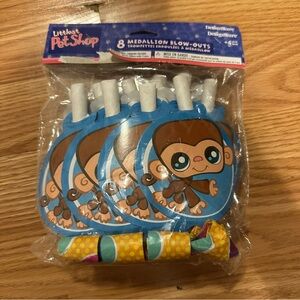 Vintage Littlest Pet Shop Blue Monkey Party Blowers 2 sets of 8